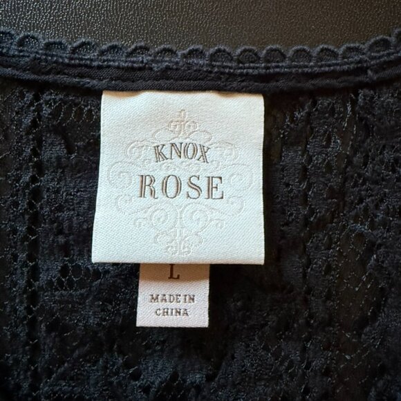 Knox Rose Black Gauzy Lace V-neck Sleeveless Top - Picture 8 of 10